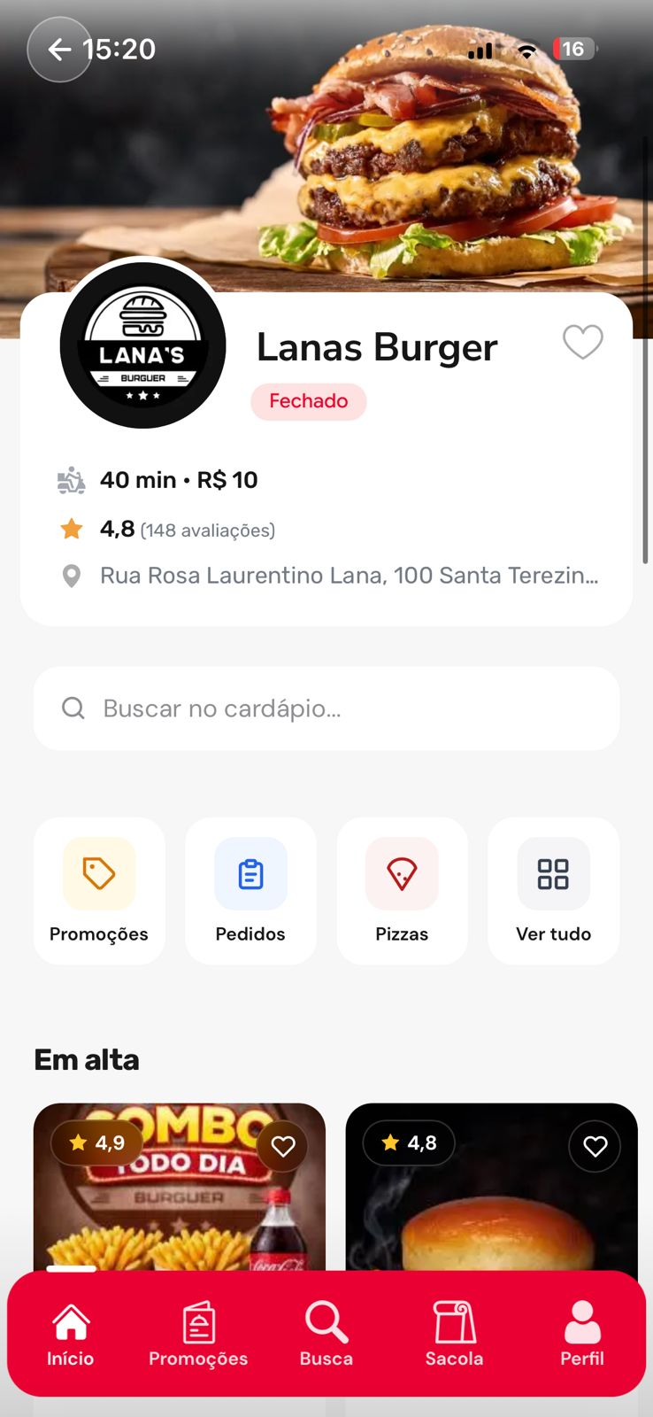 Print do Fluxa Cardápio